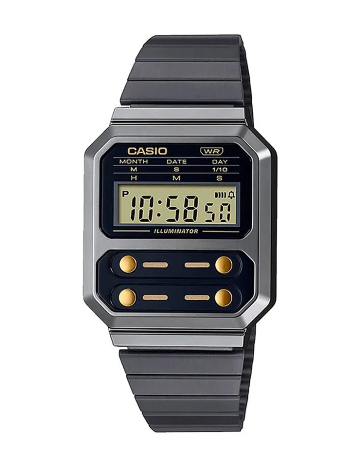Watch2DayNL Casio^Casio A100WEGG-1A2E Unisex Horloge 33 mm 3 ATM