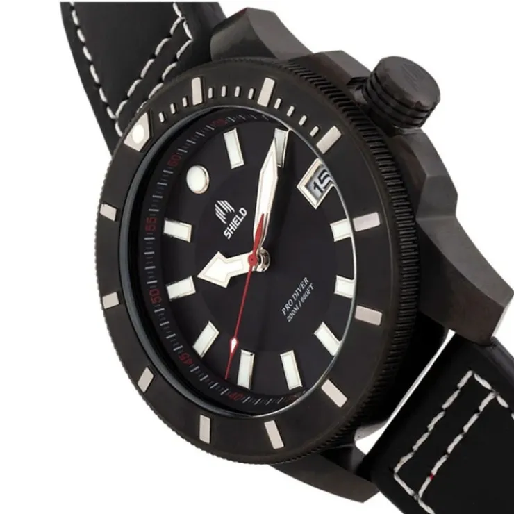 Watch2DayNL Shield^Shield Shaw Diver Leer Staal | SLDSH106-05